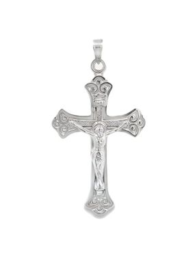 14K White Gold Brushed INRI Crucifix