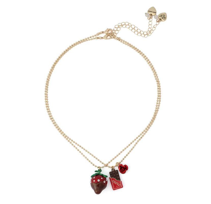 Betsey Johnson Love Spell Chocolate Strawberry Necklace Set | Belk