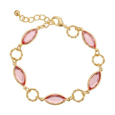 Gold Tone Pink Crystal Bracelet