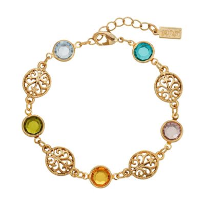 Gold Tone With Lt. Amy/Blue Zirc/Topaz/Lt. Sap/Olivene Stone Bracelet