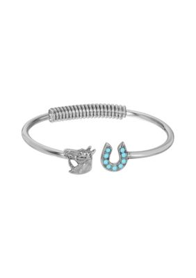 Silvert-tone Turquoise Horseshoe Cuff Bracelet