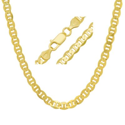 Mens Italian Thick/Heavy 14k Gold Over Silver Mariner Chain Necklace