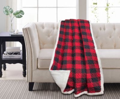 Red and Black Plaid Sherpa Throw