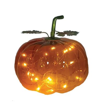 6 inch x 6 inch Glass LED Pumpkin