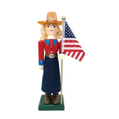 14 inch Cowgirl and Flag Nutcracker