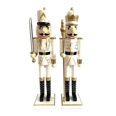 24 inch White and Gold King and Guard Nutcracker, Set of 2