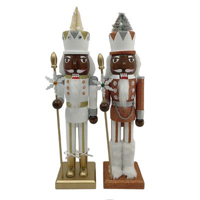 15 inch Silver and Gold Nutcrackers, Set of 2