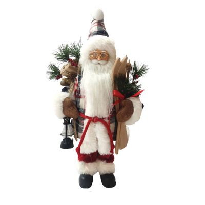 15 inch Plaid Santa with Skis