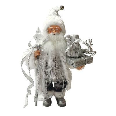 15 inch Silver Gift Bearer Santa