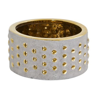 Inch Regal Stone Hobnail Planter with Gold Accents
