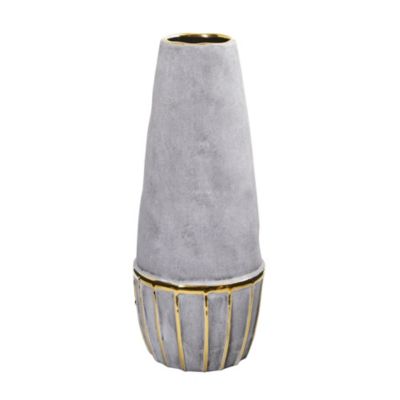 Inch Regal Stone Decorative Vase with Gold Accents