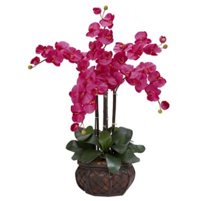 Phalaenopsis with Decorative Vase Silk Flower Arrangement