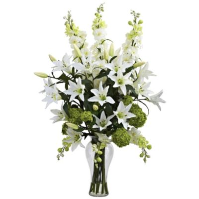 Lily, Delphinium and Hydrangea Silk Arrangement