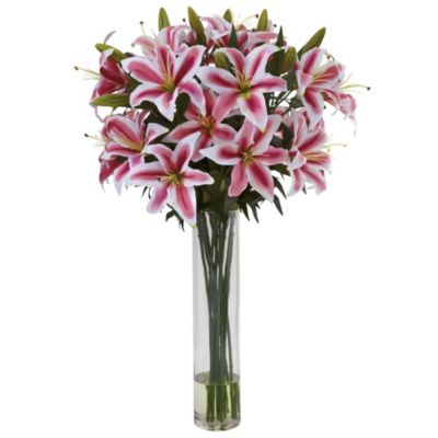 Rubrum Lily with Large Cylinder Floral Arrangement