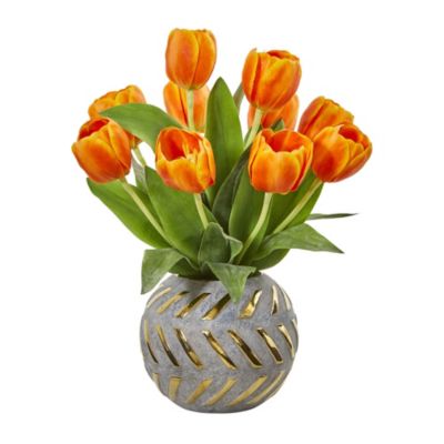 Tulip Artificial Arrangement in Decorative Vase