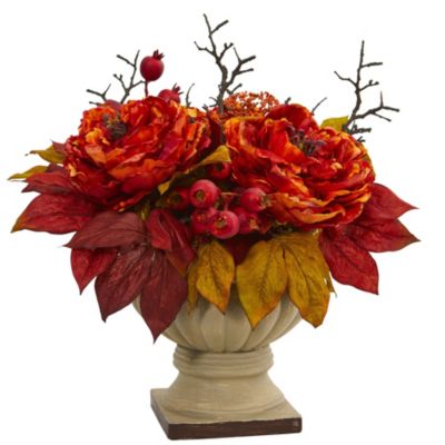 15-Inch Peony and Sedum Artificial Arrangement