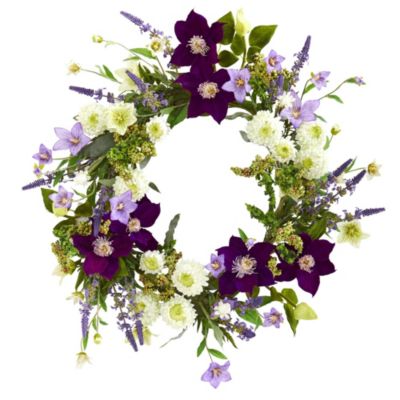 22-Inch Mixed Flower Artificial Wreath