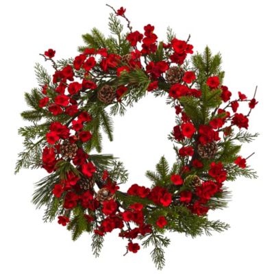 24-Inch Plum Blossom Pine Wreath