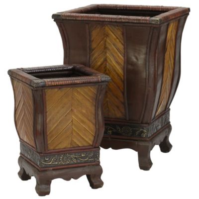 Decorative Wood Planters (Set of 2)