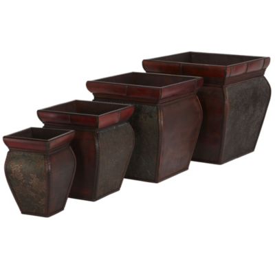 Square Planters with Rim (Set of 4)