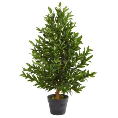 35-Inch Olive Cone Topiary Artificial Tree UV Resistant (Indoor/Outdoor)