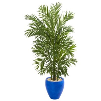 5.5-Foot Areca Palm Artificial Tree in Blue Planter