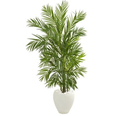 5-Foot Areca Palm Artificial Tree in White Planter
