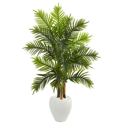 5-Foot Areca Palm Artificial Tree in White Planter (Real Touch)