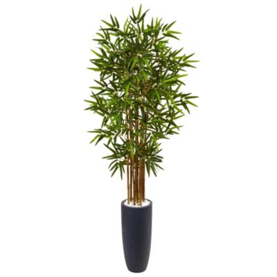 5-Foot Bamboo Artificial Tree in Gray Cylinder Planter