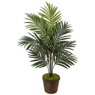 4-Foot Kentia Palm Artificial Tree in Coiled Rope Planter