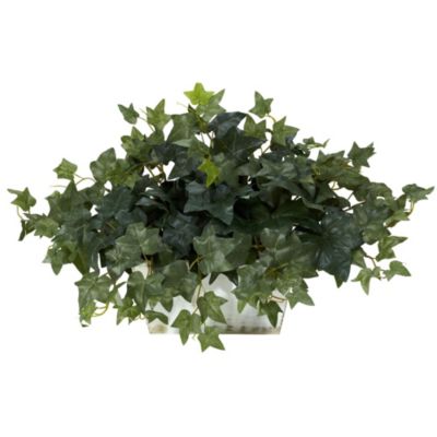 Ivy with White Wash Planter Silk Plant