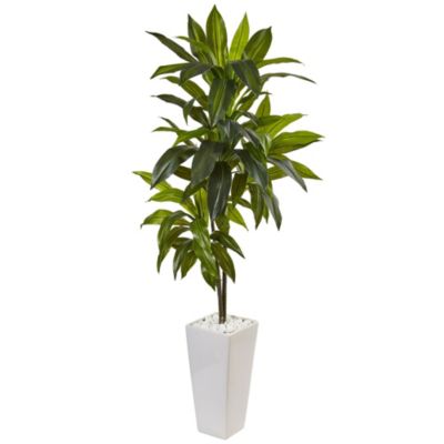 3-Foot Dracaena Artificial Plant in White Tower Planter