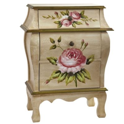 Antique Nightstand with Floral Art