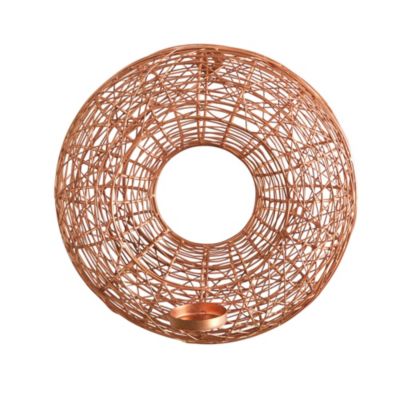 11-Inch Wired Copper Circle Wall Sconce Candle Holder