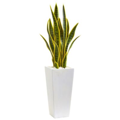 3-Foot Sansevieria Artificial Plant in White Planter