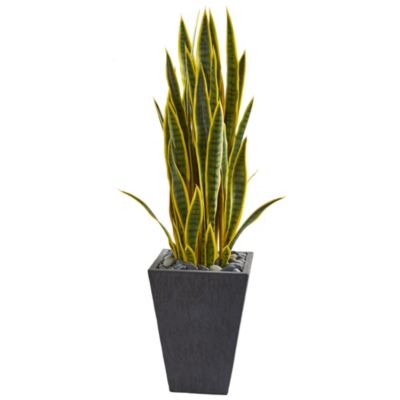 3.5-Foot Sansevieria Artificial Plant in Slate Planter
