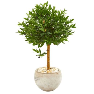 38-Inch Olive Topiary Artificial Tree in Bowl Planter UV Resistant (Indoor/Outdoor)