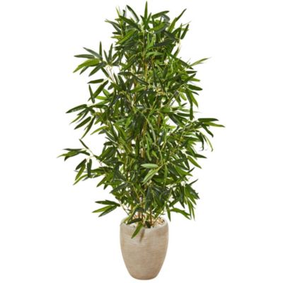5-Foot Bamboo Artificial Tree in Sand Colored Planter (Real Touch) UV Resistant (Indoor/Outdoor)