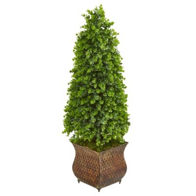 41-Inch Eucalyptus Cone Topiary Artificial Tree in Metal Planter (Indoor/Outdoor)