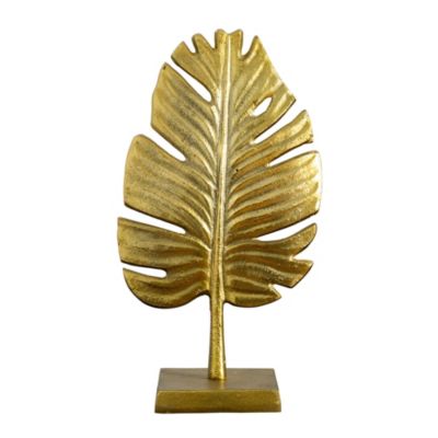 15.5in. Golden Leaf Sculpture Decorative Accent