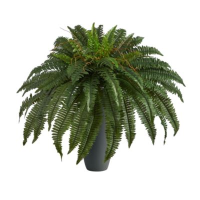 2.5-Foot Boston Fern Artificial Plant in Gray Planter