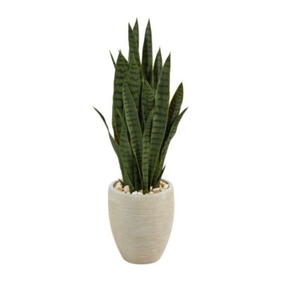 40-Inch Sansevieria Artificial Plant in Sand Colored Planter