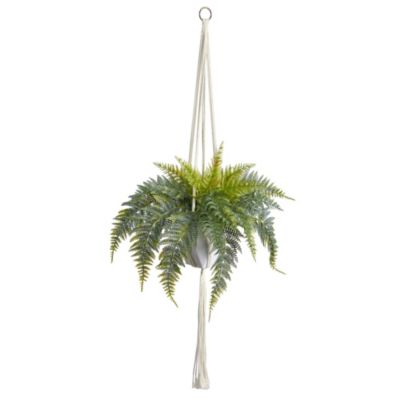 25-Inch Fern Hanging Artificial Plant in Decorative Basket