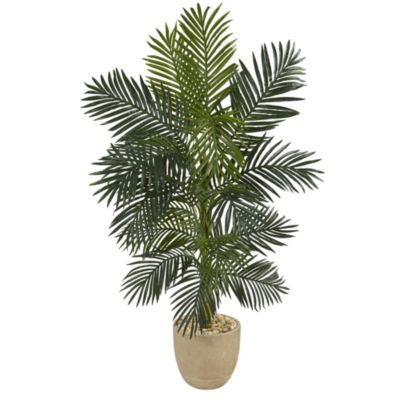 5-Foot Golden Cane Artificial Palm Tree in Sandstone Planter