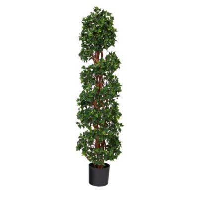 4.5-Foot English Ivy Spiral Topiary Artificial Tree with Natural Trunk UV Resistant (Indoor/Outdoor)