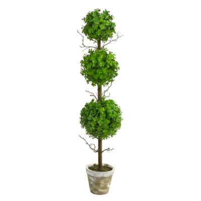 3-Foot Eucalyptus Triple Ball Topiary Artificial Tree