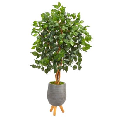 4-Foot Ficus Artificial Tree in Gray Planter with Stand