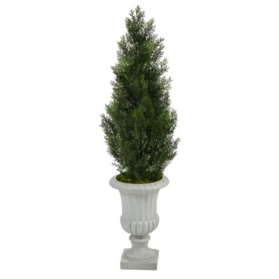 46-Inch Mini Cedar Artificial Pine Tree in Decorative Urn UV Resistant (Indoor/Outdoor)