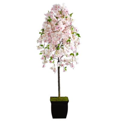 70-Inch Cherry Blossom Artificial Tree in Black Metal Planter
