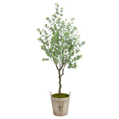 5-Foot Eucalyptus Artificial Tree in Farmhouse Planter